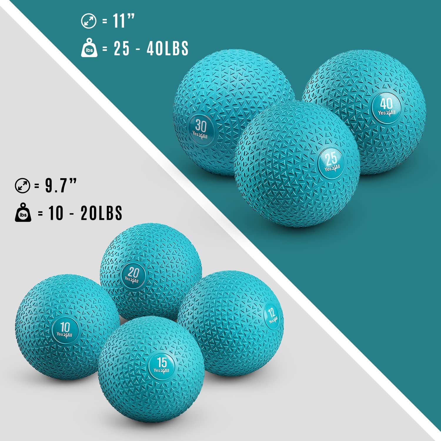 Yes4All 30lbs Slam Medicine Ball Triangle Teal - image 3 of 8