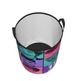 thumbnail image 3 of One Music Direc-,Ti0n Laundry Hamper Circular Laundrys Basket Waterproof Foldable Storage Clothes Bag For Home Bathroom, 3 of 8