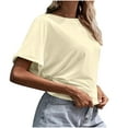 thumbnail image 4 of Timegard Tops for Women Crewneck Short Sleeve Back Split Loose Comfy Tops Tee Casual Solid Color Blouse, 4 of 7