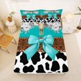 thumbnail image 4 of Manfei Western Floral Bull Skull King Sheets 4pcs,Boho Damask Cow Print Bedding,White Turquoise,1 Flat Sheet,1 Fitted Sheet and 2 Pillowcases, 4 of 6