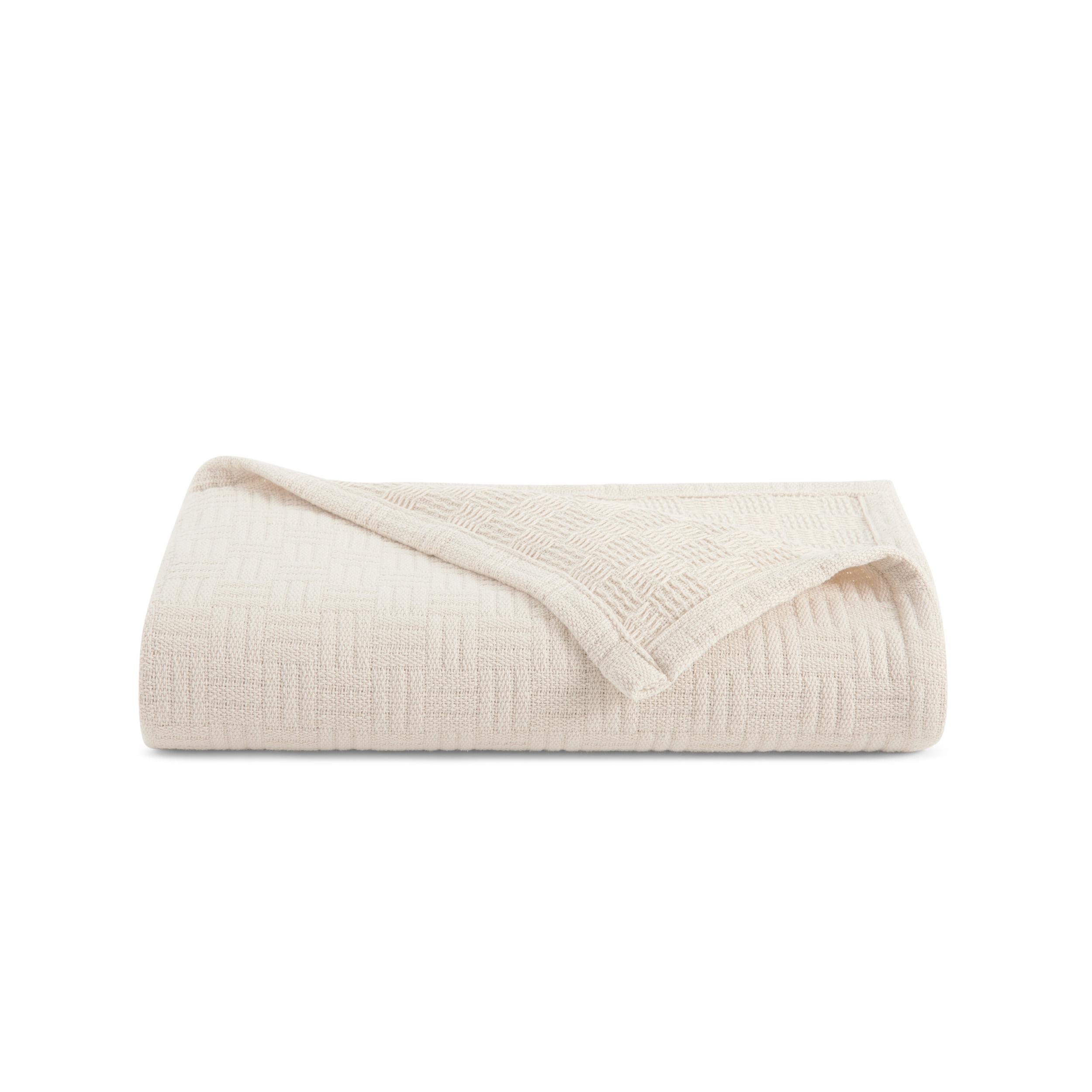 Host & Home 100% Cotton Basketweave Throw, Lightweight Blanket, 300GSM, 50x70, Beige