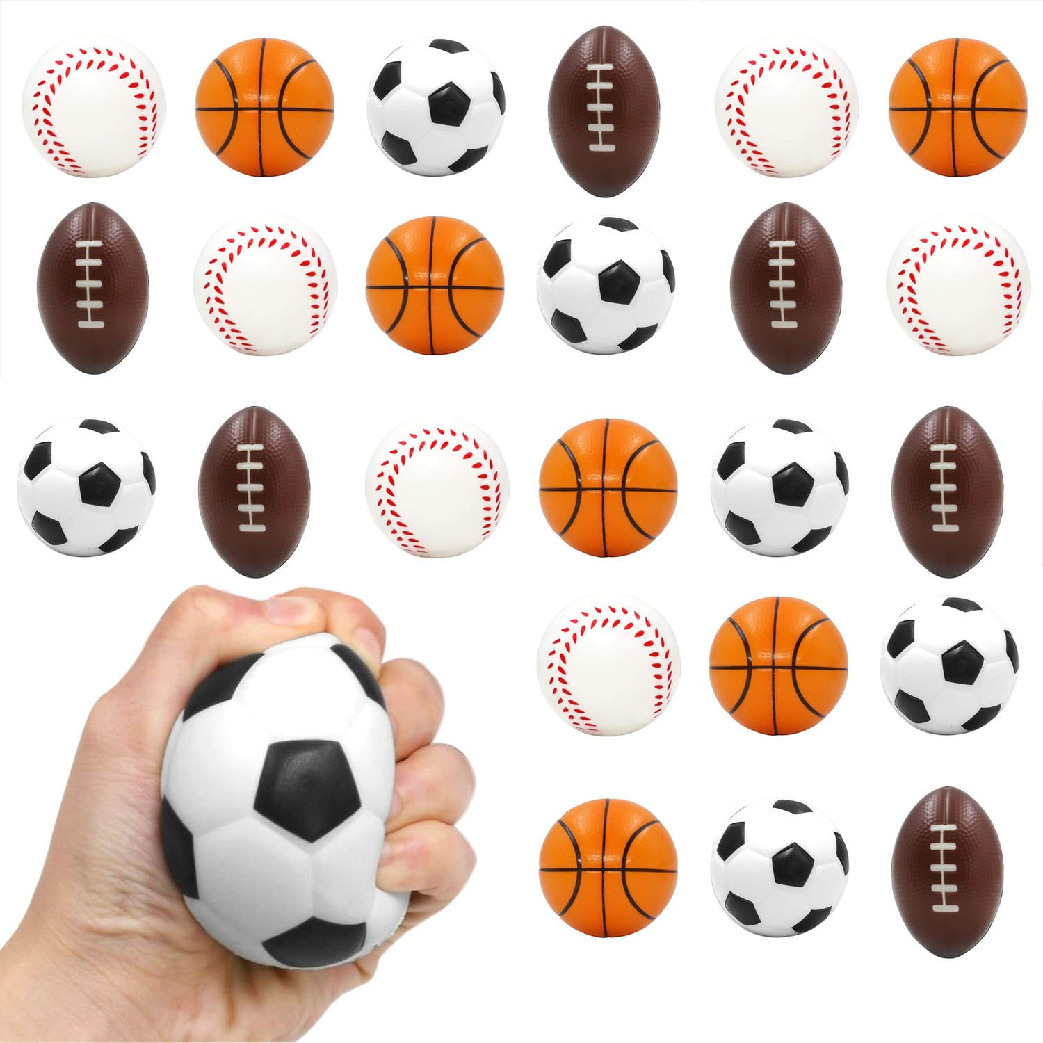 Mini Sports Balls Kids Party Favor Toy Soccer Basketball Football 12pk Stress for sale online 