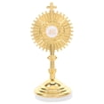 thumbnail image 1 of Crucifijo de metal pequeño para decoración del hogar, figura de oración religiosa católica, cruz de Jesús de latón duradero para mesa o salpicadero de coche, 1 of 8