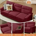 thumbnail image 4 of 82" 3-Seater Compressed Snowfleece Fabric Sofa for Living Room and Apartment, Burgundy, 4 of 6