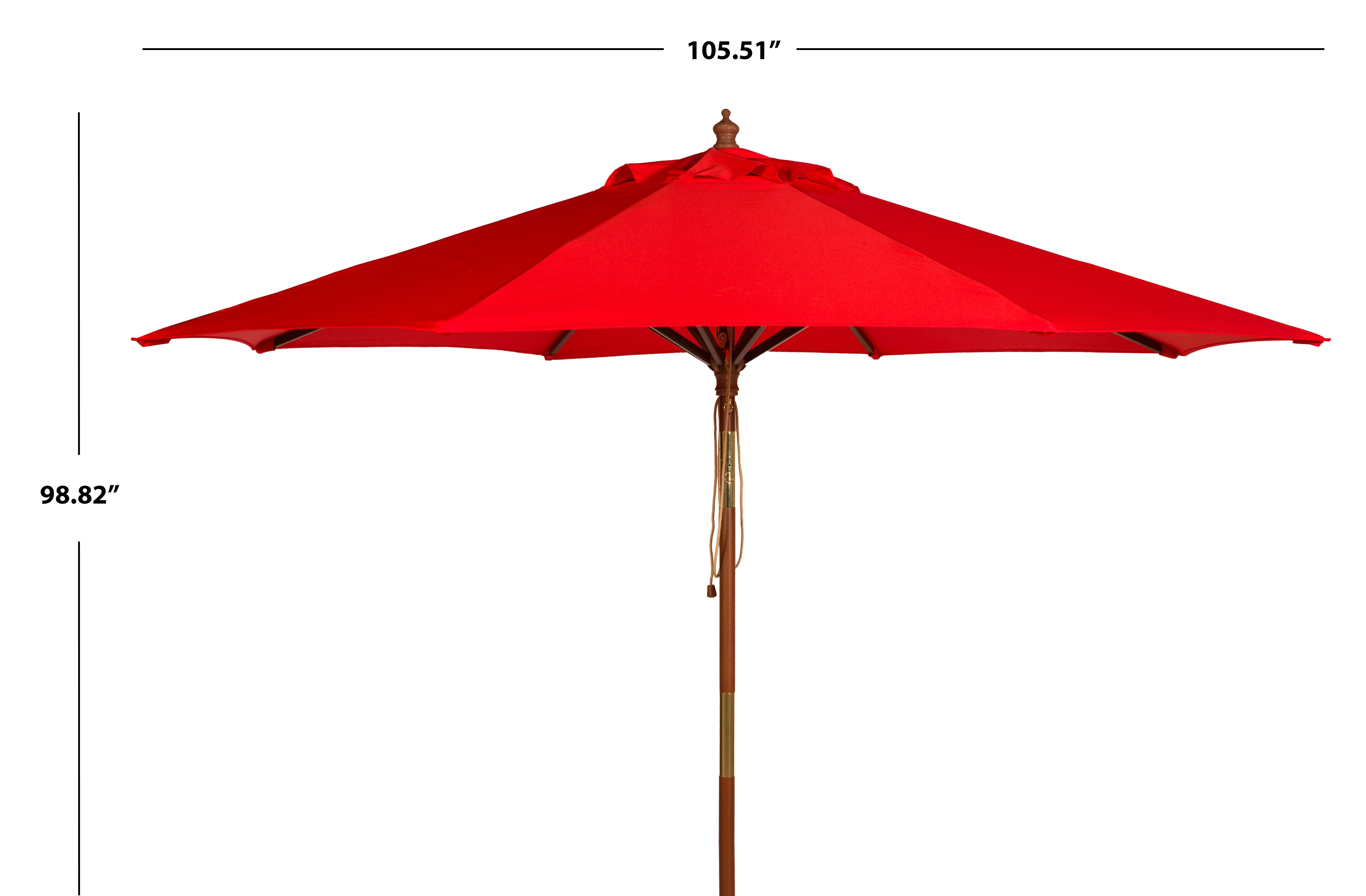 Safavieh Cannes 9' Market Push Wooden Patio Umbrella, Red