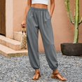 thumbnail image 4 of Yifymode Women Barrel Pants Wide Leg Palazzo Summer Baggy Harem Boho Casual Trousers with Pockets Beach Vacation,Dark Gray XL, 4 of 6