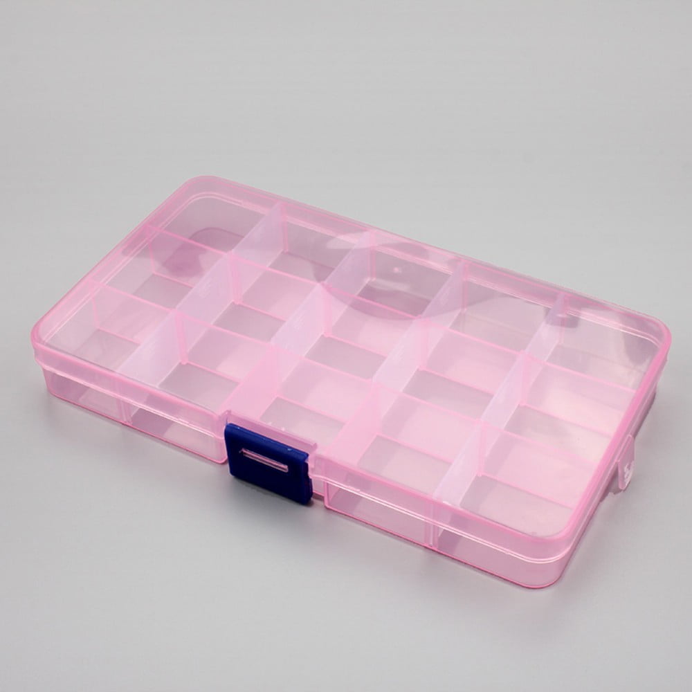 TRIANU 4 Pack Transparent Small Plastic Jewelry Organizer Box, 15