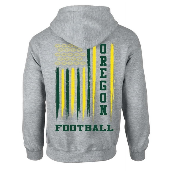 Oregon Football Flag Team Color Green and Yellow American Flag Hoodie-Sports Grey-large
