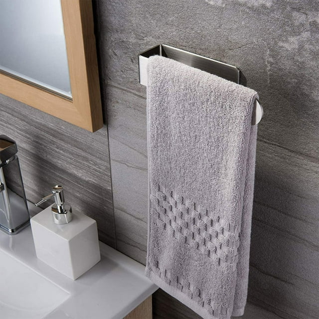 Yhmxh Organisateur de Salle de Bain Rangement Serviette à Main - Barre de Serviette Auto-Adhésive Serviette de Salle de Bain à Coller au Mur Support de Bain en Acier Inoxydable Brossé