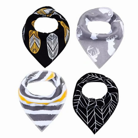 - Akoyovwerve 4Pcs Baby Infant Toddler Soft Triangle Bandana Drool Bib Saliva Towel with Pacifier Clip for 0-3 Years Baby,Size A