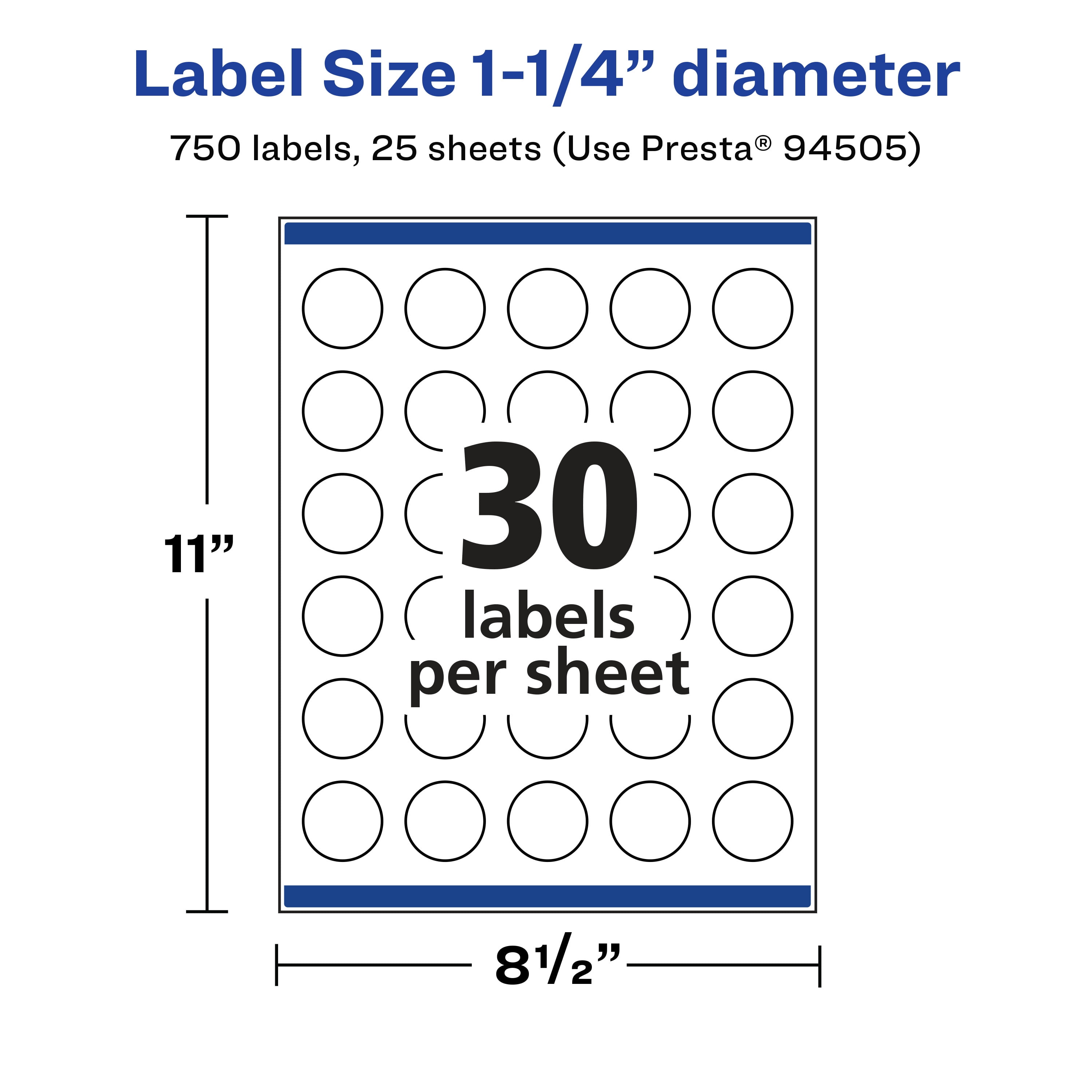 Avery Matte Clear Round Labels, 1-1/4" Diameter, 750 Total