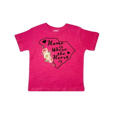 

Inktastic South Carolina Home is Where The Heart is with Watercolor Floral Gift Toddler Toddler Girl T-Shirt