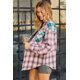 thumbnail image 2 of ABPHQTO Camisa de manga larga con bolsillos delanteros de patchwork a cuadros multicolor para mujer, 2 of 5