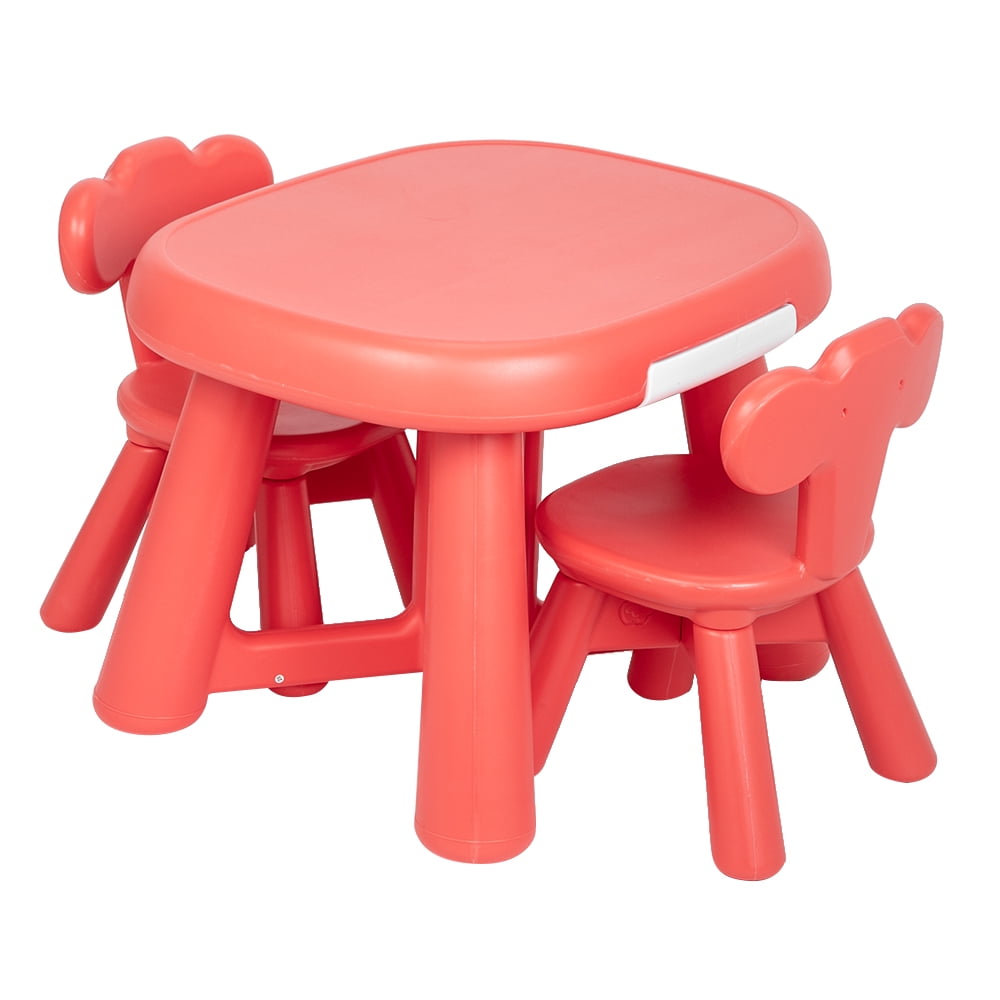Lowestbest Kids Table and Chairs Sets, Children's Table and Chair, Arts & Activity Table and 2 Chairs Set for Playing Reading Studying in Playroom Kindergarten Game Rooms, Coral Lowestbest Kids Table and Chairs Sets, Children's Table and Chair, Arts & Activity Table and 2 Chairs Set for Playing Reading Studying in Playroom Kindergarten Game Rooms, Coral