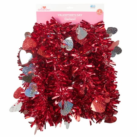 Valentine Jumbo Holographic Red/Silver Die Cut Hearts with Red Center