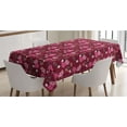thumbnail image 1 of Floral Tablecloth, Romantic Design of Lilies Butterflies and Other Flowers Vintage Garden Art, Rectangle Satin Table Cover for Dining Room and Kitchen, 60" X 90", Maroon Multicolor, by Ambesonne, 1 of 2
