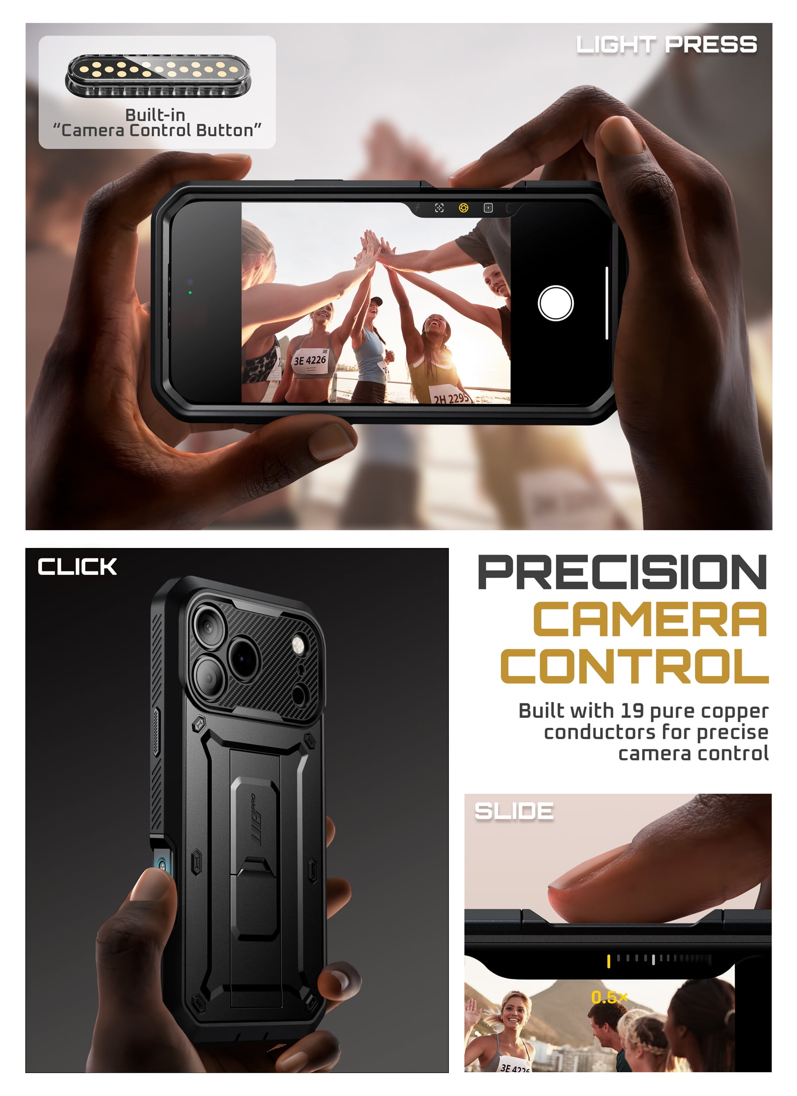 SUPCASE Unicorn Beetle Pro for iPhone 17 Pro Max 6.9" 2025 Case with Screen Protector, [Built-in Stand & Camera Control Button & Belt-Clip] [Military-Grade Protection] Full Body Phone Cover, Black