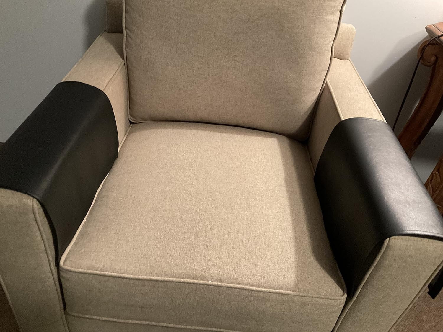 Black Vinyl Set of Armrest Covers Furniture protectors Slipcover Recliners Cover Sofas Loveseats Office Theater Chairs By Bittlemen Furniture Co.