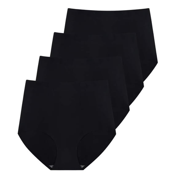 MLDRA 4 Pack Womens Underwear High Waisted Seamless Breathable Briefs No Show Panties for Women XL