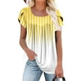 thumbnail image 1 of Blouses pour Femmes, T-shirt Imprimé Plissé à Manches Courtes, Haut Ample, 1 of 5