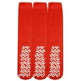 thumbnail image 1 of Chaussettes de Pantoufles Mi-Mollet Toucher Personnel, pour Adultes et Conçues pour les patients Hospitaliers (Lot de 3 Rouges), 1 of 5
