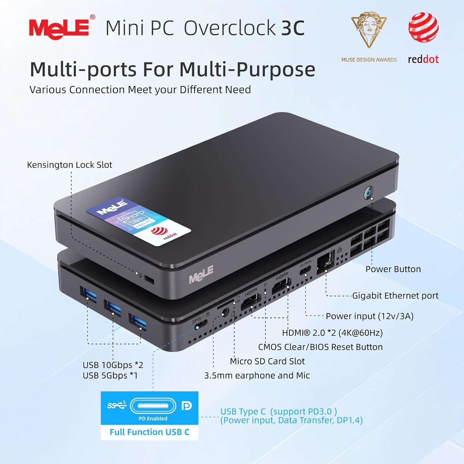 MeLE Slim Mini PC Overclock3C, N5095 16GB 512GB 4K UHD Mini Desktop Computer (New)