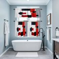 thumbnail image 4 of Red And Black Square Kitchen Curtains Valances and Tiers Set of 3 Geometric Classic Tier Curtains and Valance with Rod Pocket for Small Windows, 27.5"x36", 4 of 9
