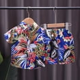 thumbnail image 2 of MIASHUI Toddler Boys Short Sets Tropical Print Button Down Shirt Outfits Boy Clothes,Blue,2-3 Years, 2 of 3