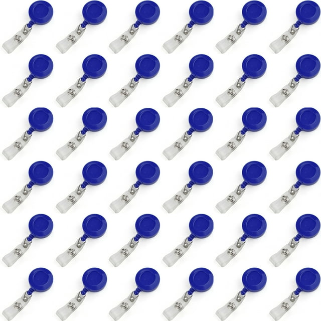 Muka 100 Pcs Retracting Badge Reel Solid Color with Belt Clip for Key Name Card-DarkBlue