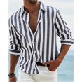 thumbnail image 1 of Camisa estampada de rayas verdes de manga larga para hombre nueva , camisa de moda clásica elegante hawaiana de lujo social para hombre, talla grande 6, 1 of 6