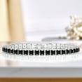 thumbnail image 2 of JeenMata Enorme pulsera de tenis con circonita cúbica negra de corte princesa de 11 quilates para mujer, diseño de eternidad, chapado en oro blanco, 2 of 6