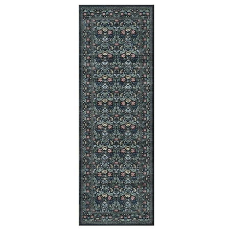 Volkmi Vintage Area Rug Washable Non-Slip Stain Resistant Floral Rug Easy Care Low Pile Stain Resistant Foldable Soft Carpet
