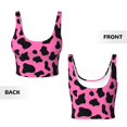thumbnail image 6 of Sports Bras for Women - black pink cow animal print Seamless Yoga Bra Workout Crop Top with Removable Pads, 6 of 7