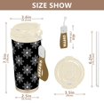 thumbnail image 2 of 500ml Stainless Steel Coffee Mug with Portable Beige Strap Vacuum Insulated Ceramic Coated Coffee Tumbler Black and White Lace Pattern, 2 of 8