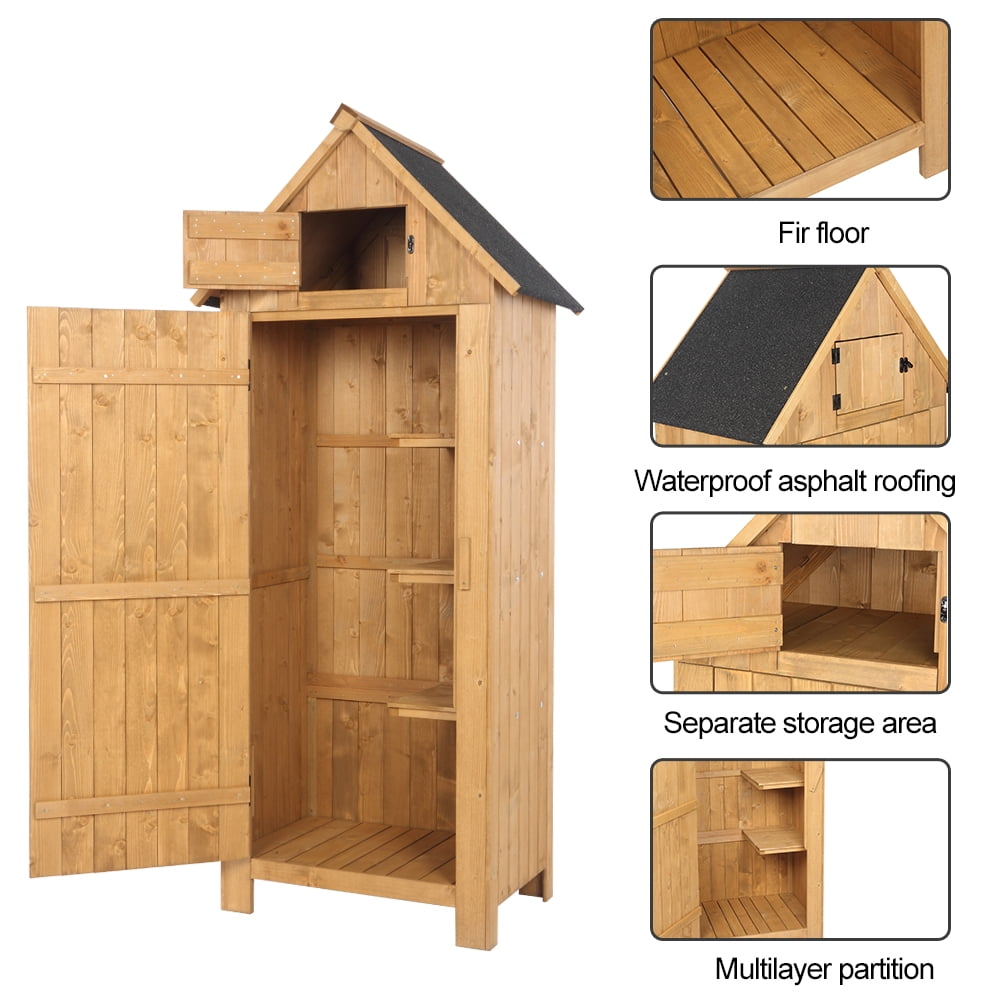 Zimtown Fir Wood Garden Storage Shed, 70.47" x 30.31" x 21.38", Natural