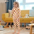 thumbnail image 4 of FORMRS Long Sleeve Top and Pants Pajama Set for Niños 2-Piece Sleepwear, Sizes 18M-8Y, Rusty Orange Plaid, 4 of 6