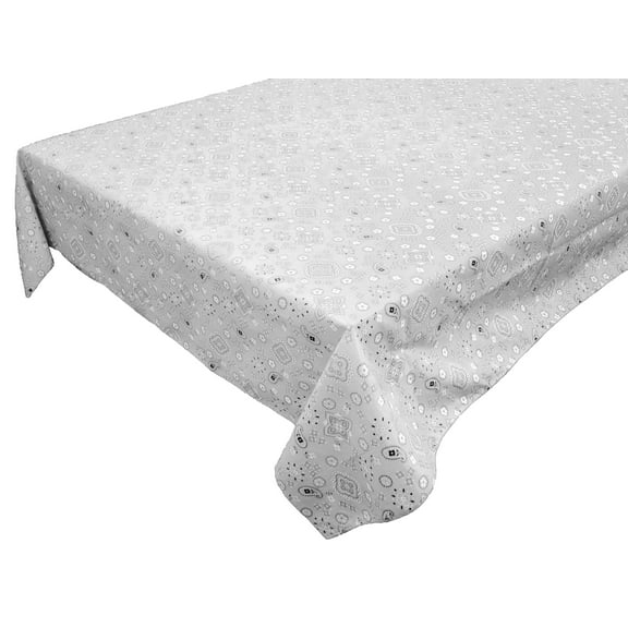 Cotton Tablecloth Floral Print Paisley Bandanna White