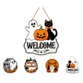 thumbnail image 4 of Black Cat Halloween Wooden Door Sign, Pumpkin Ghost Black Cat Bat Wall Decor, Vintage Carved Hanging Plaque for Front Door Mantel Party Home Decoration (Welcome), 4 of 11