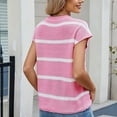 thumbnail image 4 of QUNYINEY Tops for Women Crew Neck Striped Casual Short Sleeve Sweater Loose Pullover Knit Tops, 4 of 7