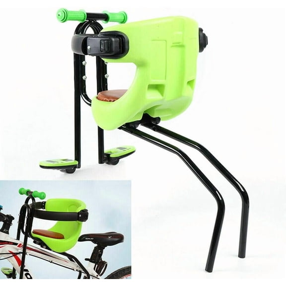 Bicycle Seat Front Mounted Bike Seat Safety Carrier Seat with Nonslip Handrails Full Guardrail Front Carrier Seat for Mountain Bikes Folding Bikes Green