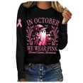 thumbnail image 1 of HNMKIU Women's Halloween Cancer Awareness Long Sleeve T-Shirt October Ribbon Support Tee Black,XL, 1 of 4