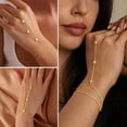 thumbnail image 4 of Turandoss Hand Chain Bracelet for Women Dainty 14K-Gold-Plated Ring Bracelet Hand Chains Tiny Puffy Heart Finger Bracelets Ring Hands Chain Jewelry Gift for Women, 4 of 7