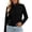 Black, variant on Karight Women's Fleece Zip Up Jacket Stand Collar Long Sleeve Cropped Slim Fit Athletic Track Top with Side Seams