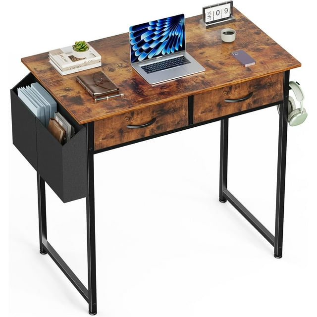 Computer Desk with Drawers, 32 Inch Gaming Desks Home Office Desk, Small Work Desk Simple Study Writing Table PC Desks with Drawer Storage Shelves for Living Room Bedroom Home Office