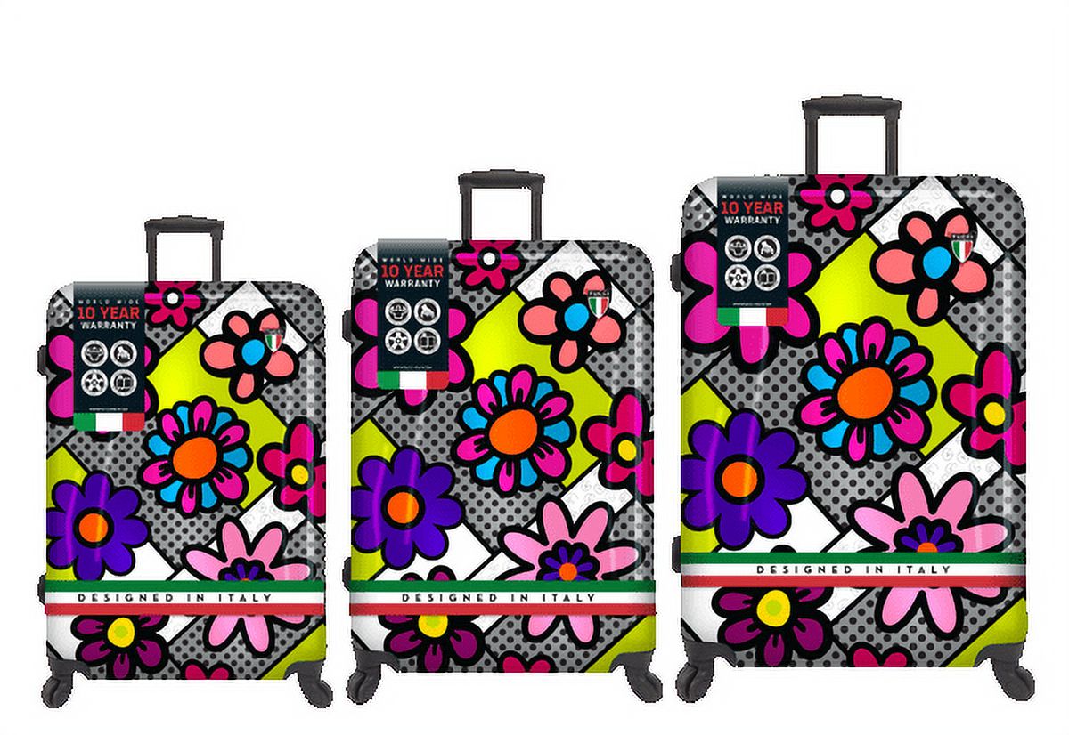 TUCCI Italy Pop Art Flower Dots 3 PC Sets (20", 24", 28") Luggage Suitcases