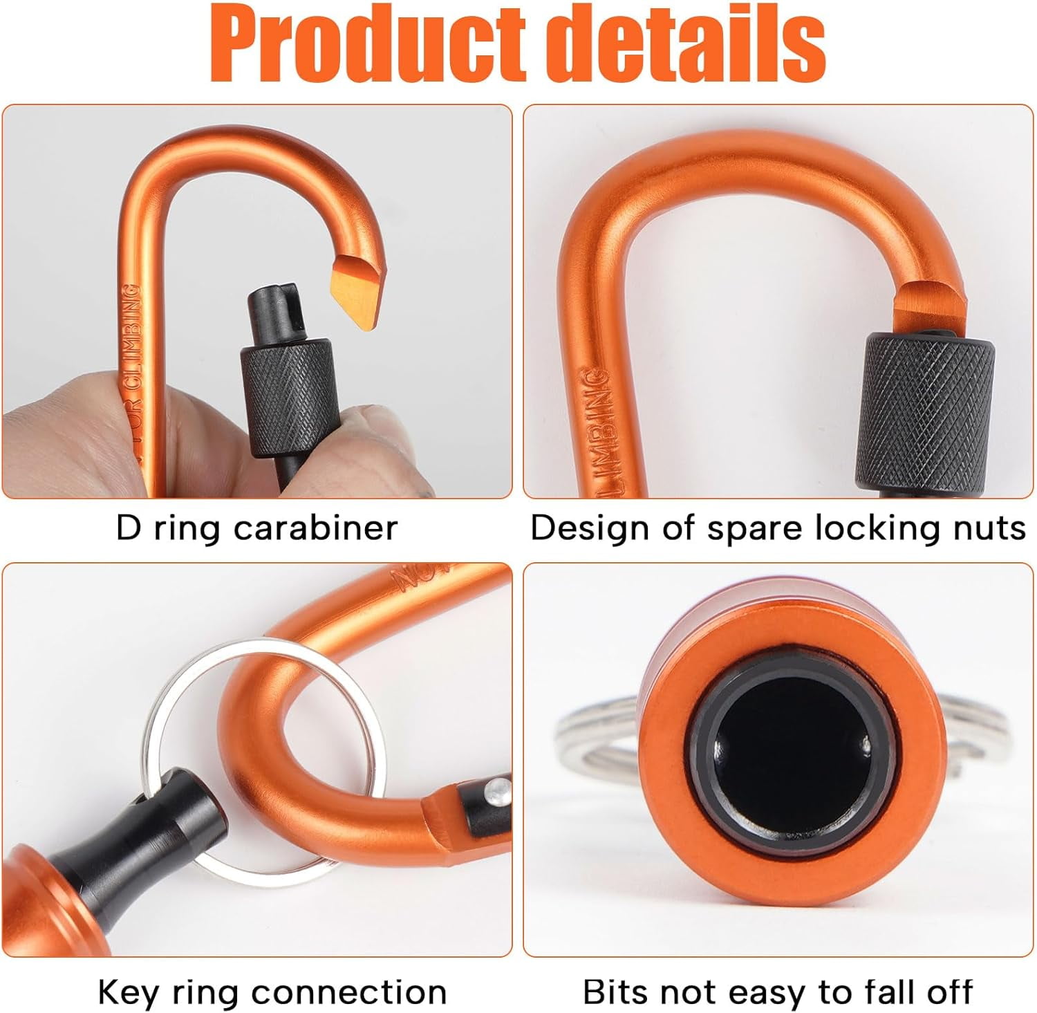 Bit Holders Keychain Set - 1/4 Hex Shank Screwdriver Bit Socket Holders With Carabiner For Drills