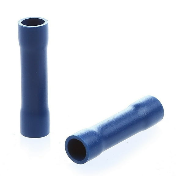 DNF 100 Pack Copper Car Alarm Blue Color Vinyl Butt Connector 16-14 Gauge