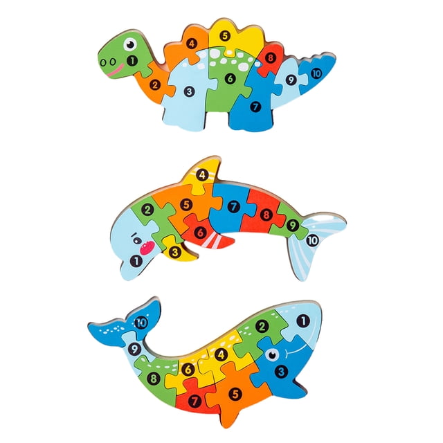 Rompecabezas para niños pequeños, 3 juegos de rompecabezas de animales, rompecabezas numerados de madera de colores, juguetes educativos de aprendizaje preescolar para niños y bebés Zhivalor BST3016080-5