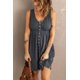 thumbnail image 3 of ABPHQTO Mini vestido de mujer con cintura alta y botones grises sin mangas, 3 of 5