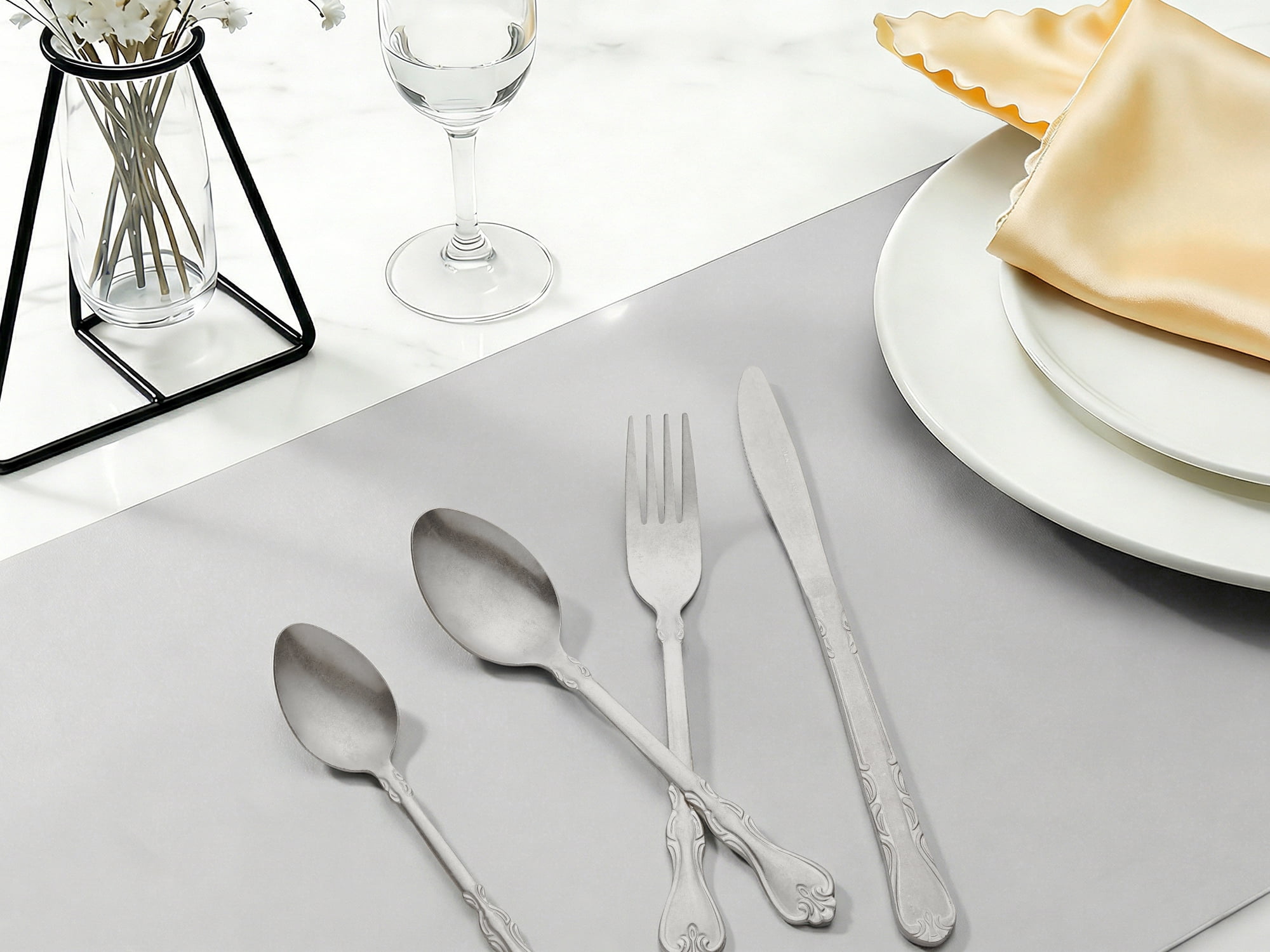 Unique Bargains Durable and Elegant Stainless Steel Silverware Set Silver 4pcs